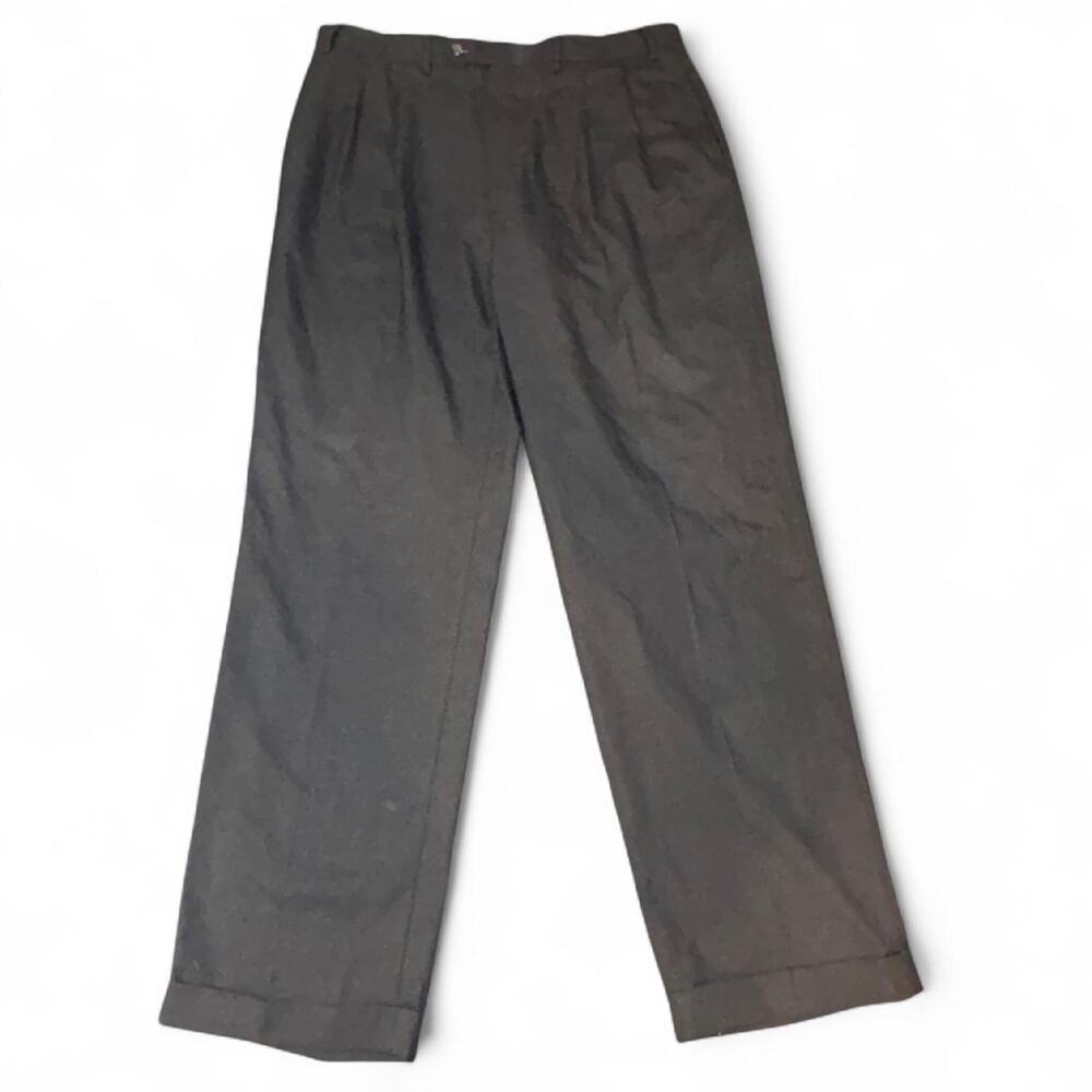 Lauren Ralph Lauren Black Double Pleated & Cuffed dress slacks tapered Men 38x32